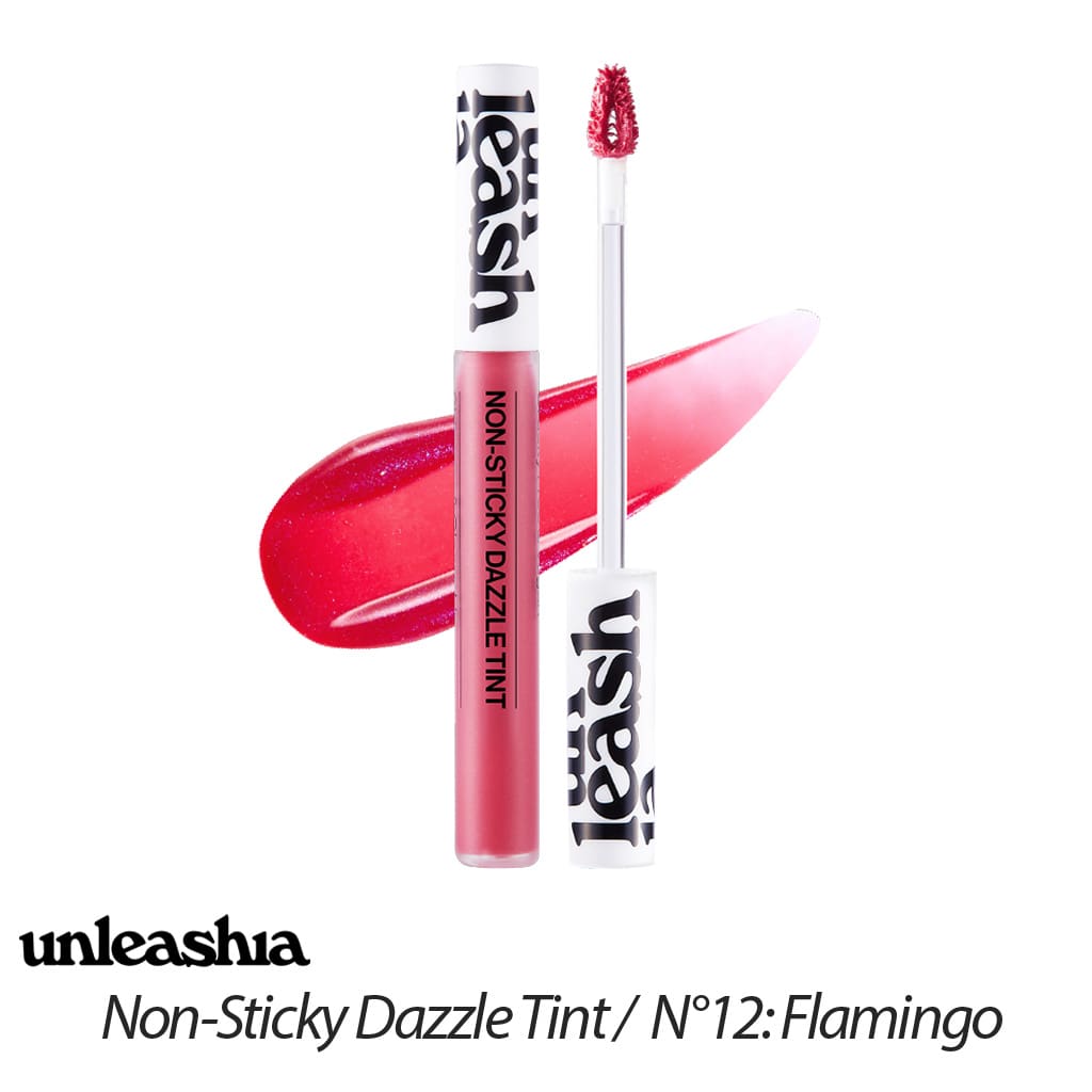 Unleashia Non-Sticky Dazzle Tint N°12 Flamingo, lip maquillage coréen des lèvres, Korean lip makeup