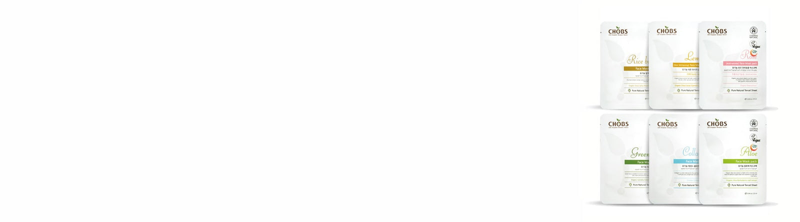 Série de masques hydratants visage de la marque cosmétique coréenne  CHOBS