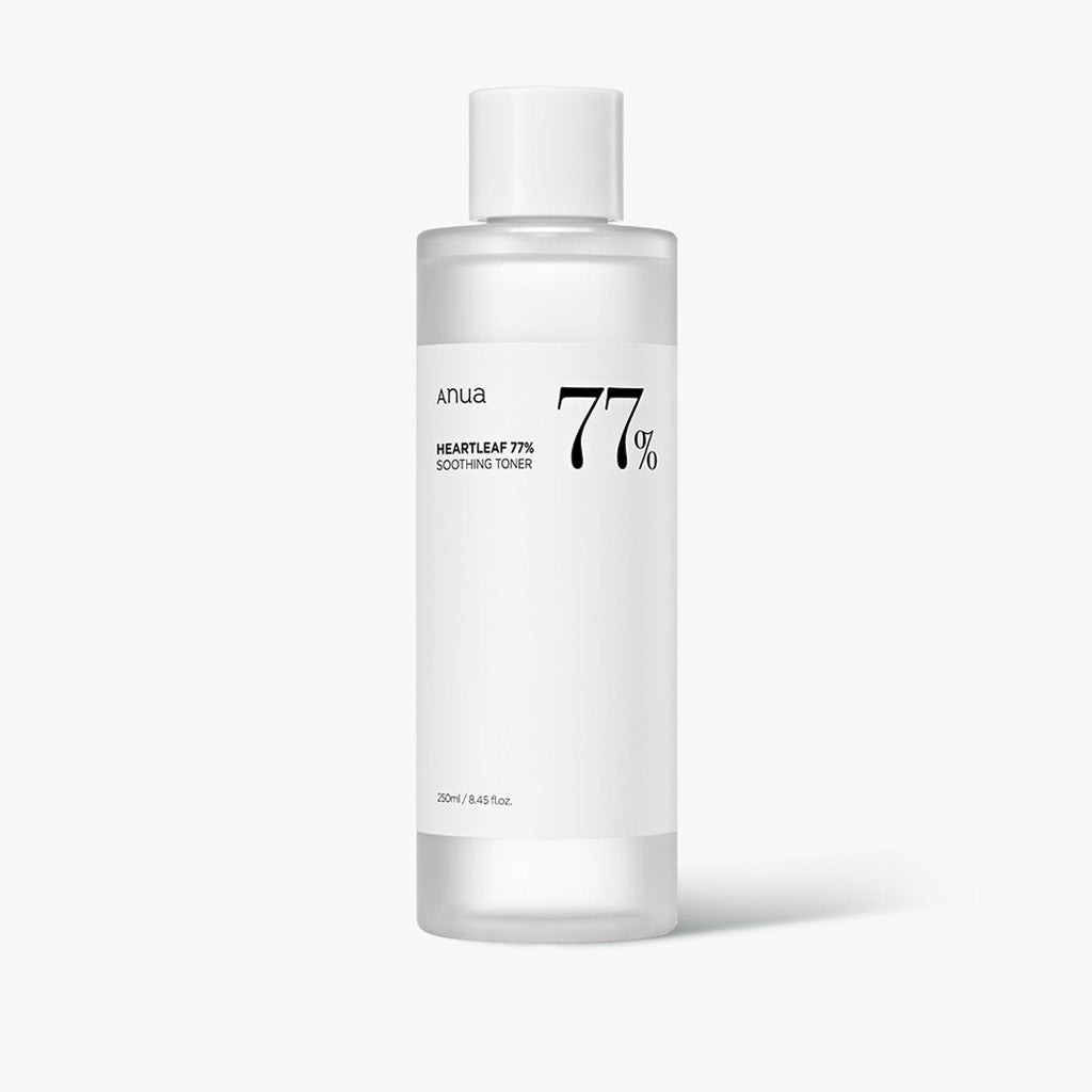 Anua Heartleaf 77% Soothing Toner – Tonique apaisant de 250 ml à 77% d'extrait de Houttuynia Cordata, idéal pour calmer les irritations et hydrater les peaux sensibles.