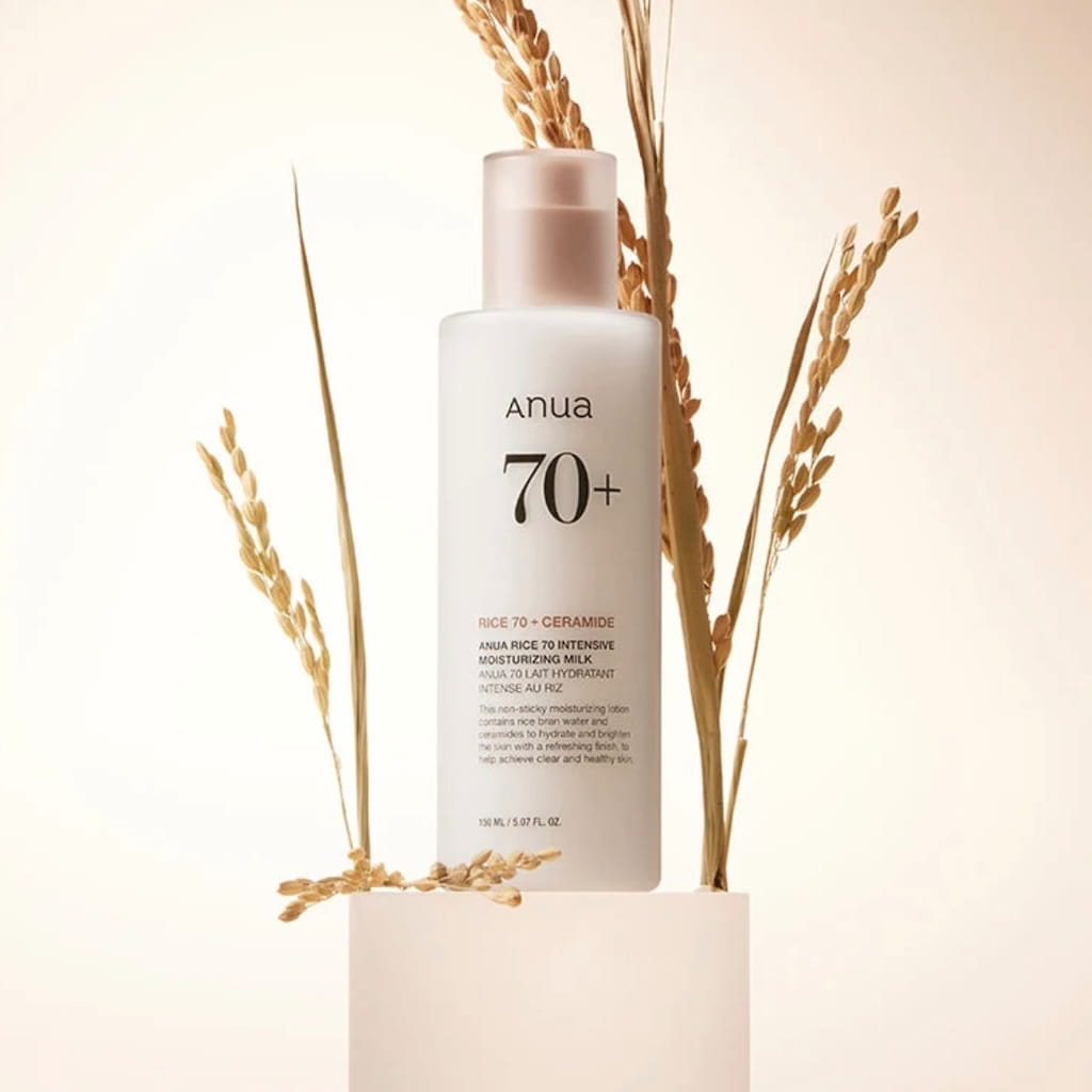 Flacon du lait hydratant et illuminateur au riz ANUA Rice 70 Intensive Moisturizing Milk 150ml.
