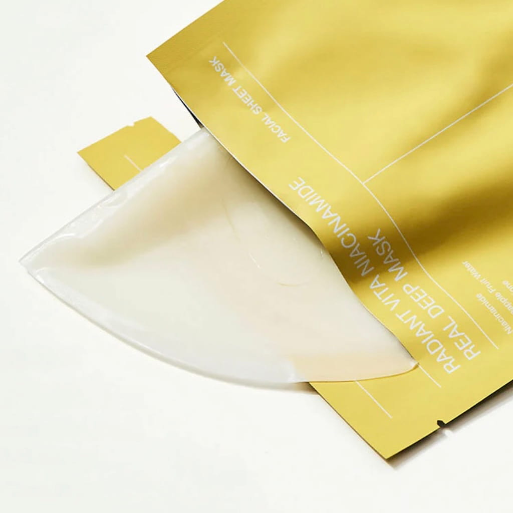 Boîte de 4 masques hydrogel illuminateurs et anti-taches Radiant Vita Niacinamide Real Deep Mask de BIODANCE.