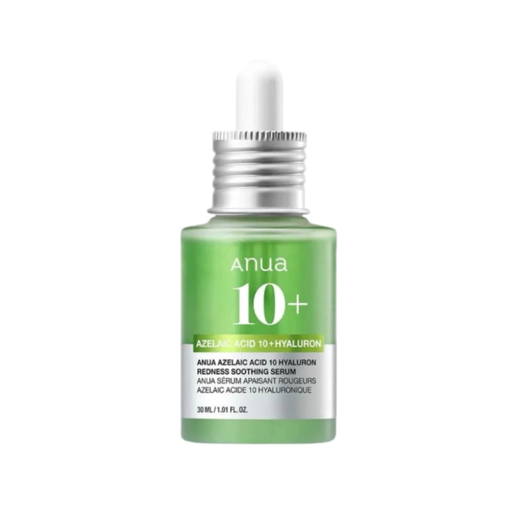 Flacon compte-gouttes du sérum apaisant anti-rougeurs ANUA Azelaic Acid 10 Hyaluron Redness Soothing Serum 30ml.