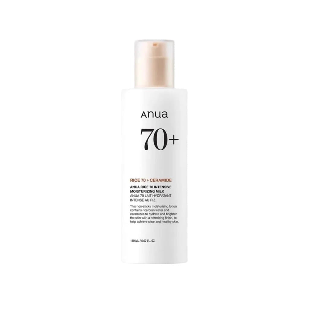 Flacon du lait hydratant et illuminateur au riz ANUA Rice 70 Intensive Moisturizing Milk 150ml.