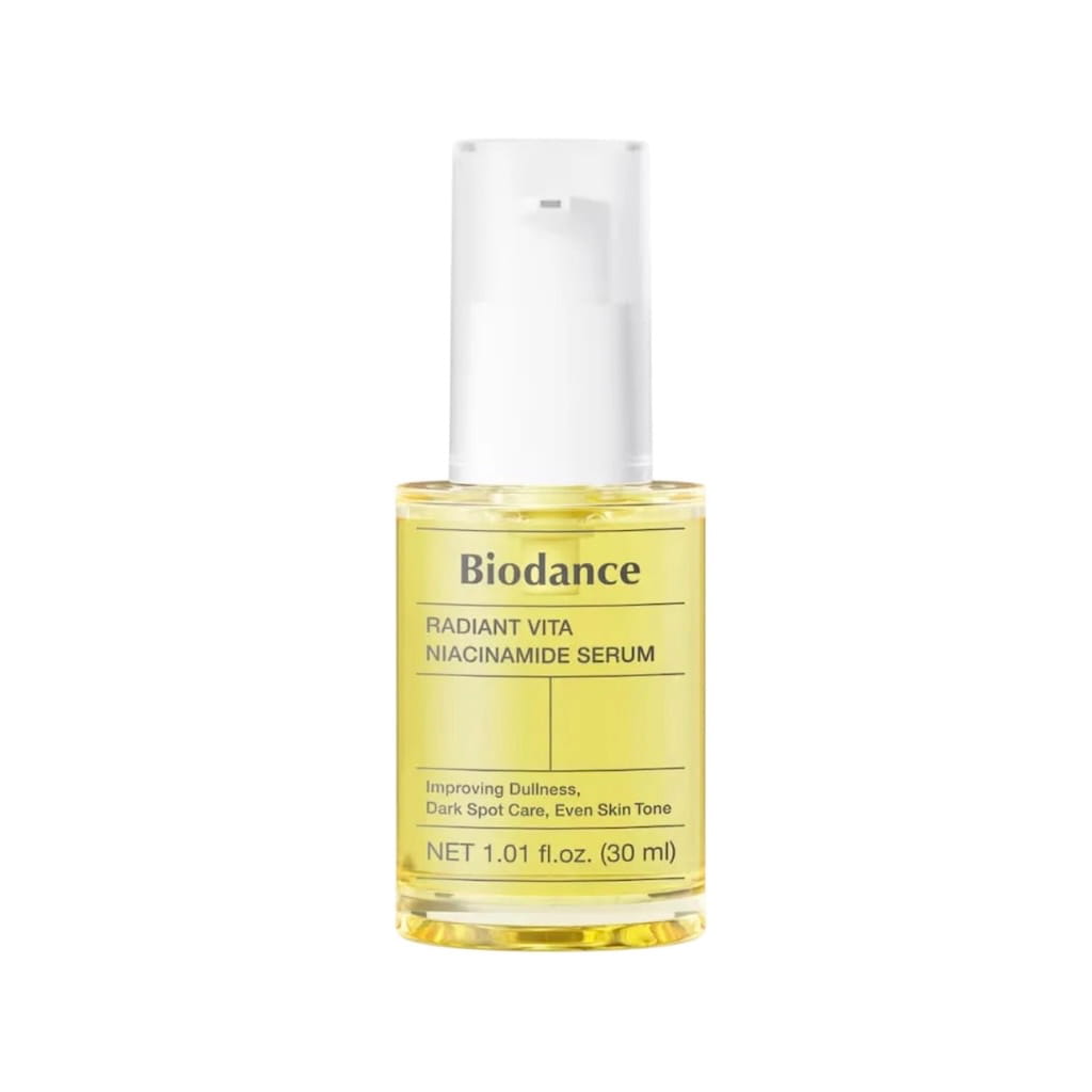 Flacon compte-gouttes du sérum illuminateur et anti-taches BIODANCE Radiant Vita Niacinamide Serum 30ml.