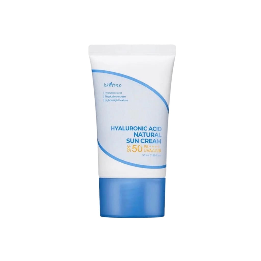 Tube de crème solaire minérale ISNTREE Hyaluronic Acid Natural Sun Cream SPF50+ PA++++ 50ml.
