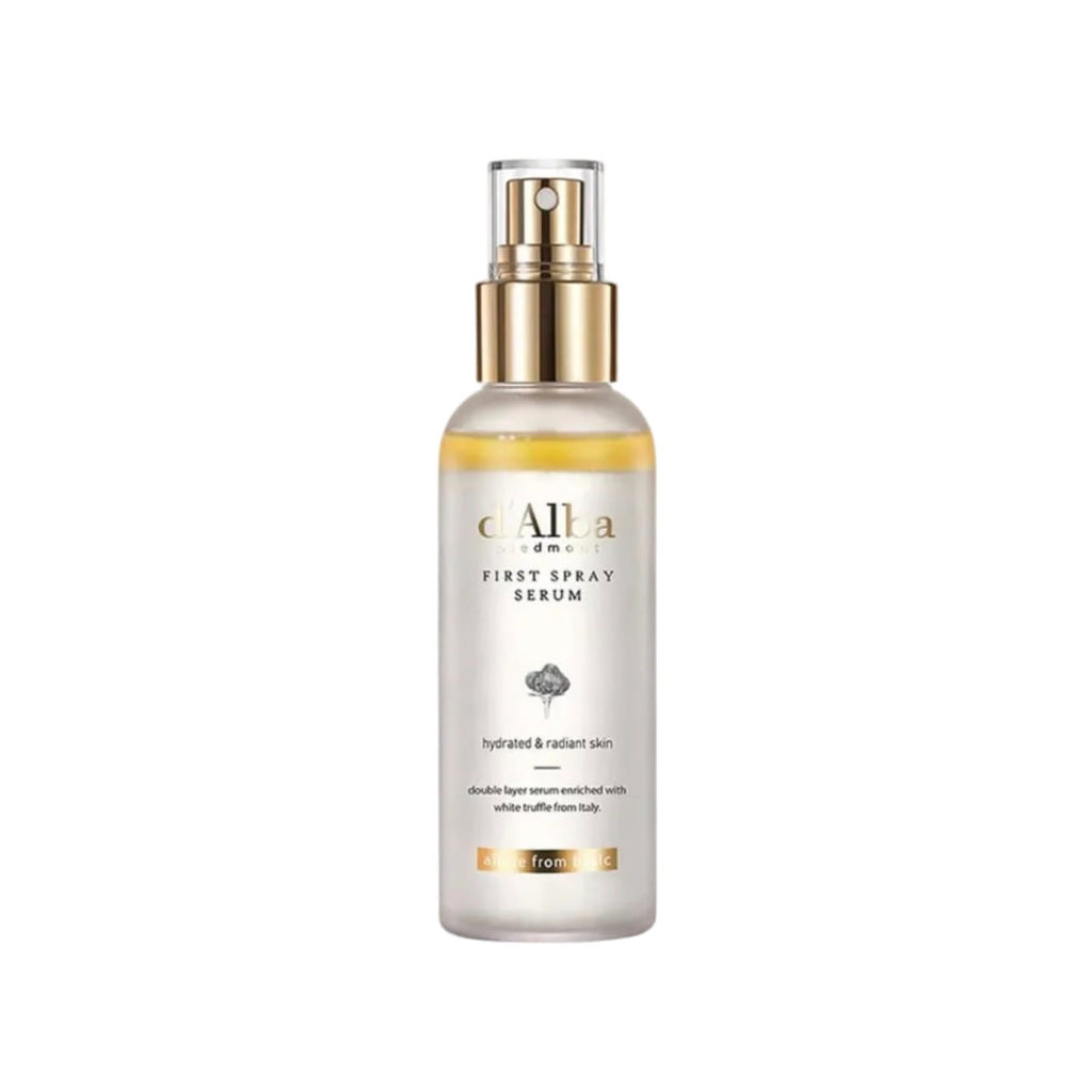 Flacon du sérum en spray d'Alba White Truffle First Spray Serum 100ml révélant sa texture biphasée.