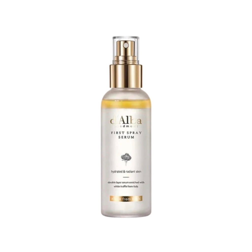 Flacon du sérum en spray d'Alba White Truffle First Spray Serum 100ml révélant sa texture biphasée.