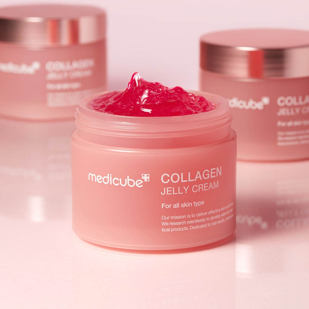 MEDICUBE Collagen Jelly Cream, texture gel, un soin anti-âge léger au collagène et niacinamide.