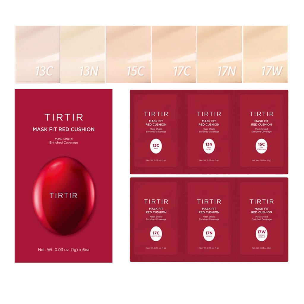 TIRTIR Mask Fit Red Cushion 6 Shade Trial Kit; Echantillons fond de teint TirTir 13C à 17W