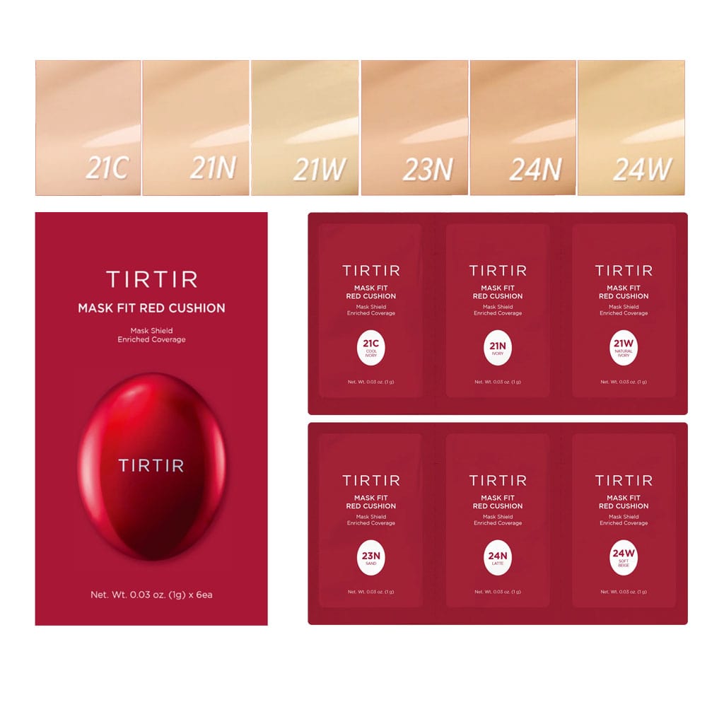 TIRTIR Mask Fit Red Cushion 6 Shade Trial Kit; Echantillons fond de teint TirTir 21C à 24W