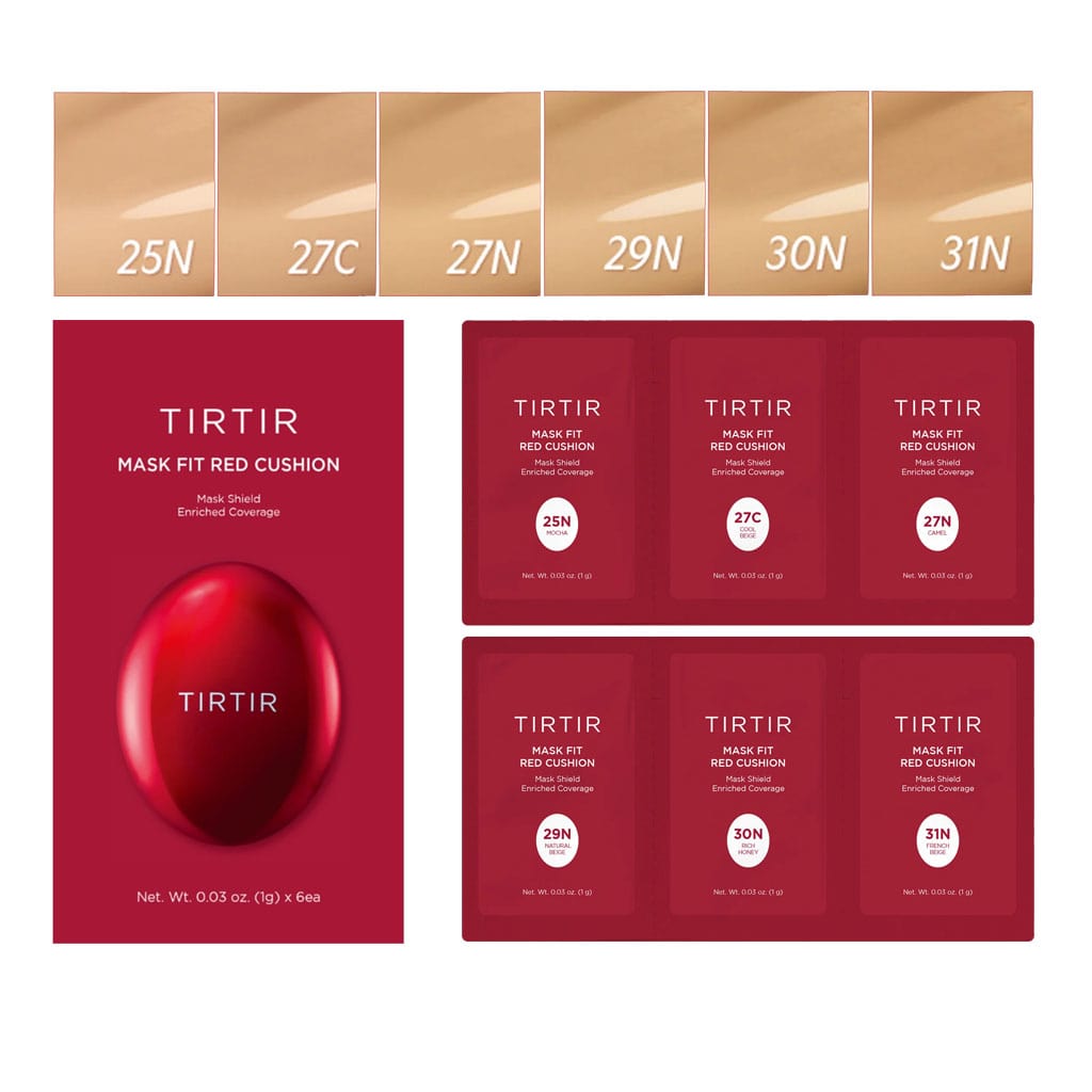 TIRTIR Mask Fit Red Cushion 6 Shade Trial Kit; Echantillons fond de teint TirTir 25N à 31N