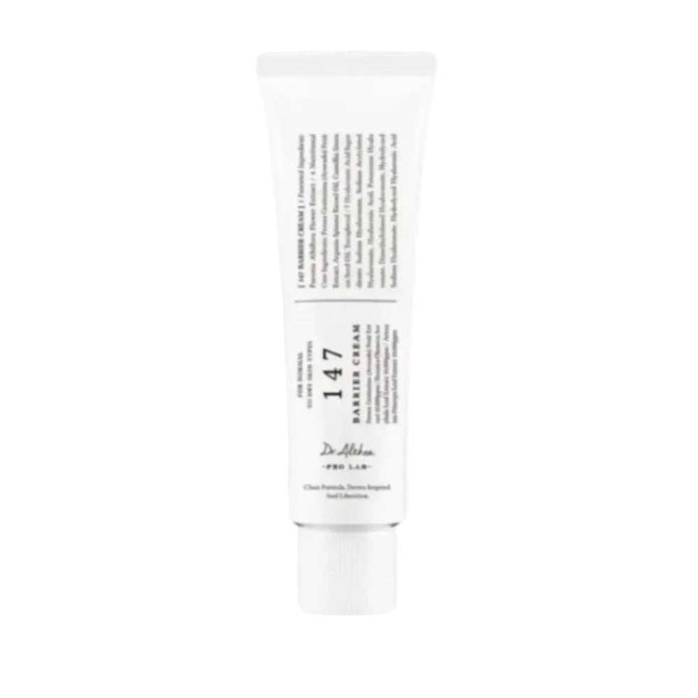Tubetto da 50ml della 147 Barrier Cream di Dr. Althea, una crema idratante protettiva ricca di ceramidi e acido ialuronico per pelli secche e sensibili.