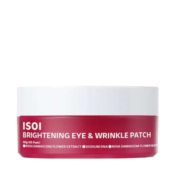 Pot de patchs hydrogel Blemish Care d'ISOI pour le contour des yeux et les rides, incluant une spatule hygiénique pour prélever les patchs imprégnés de sérum à la Rose de Bulgarie.