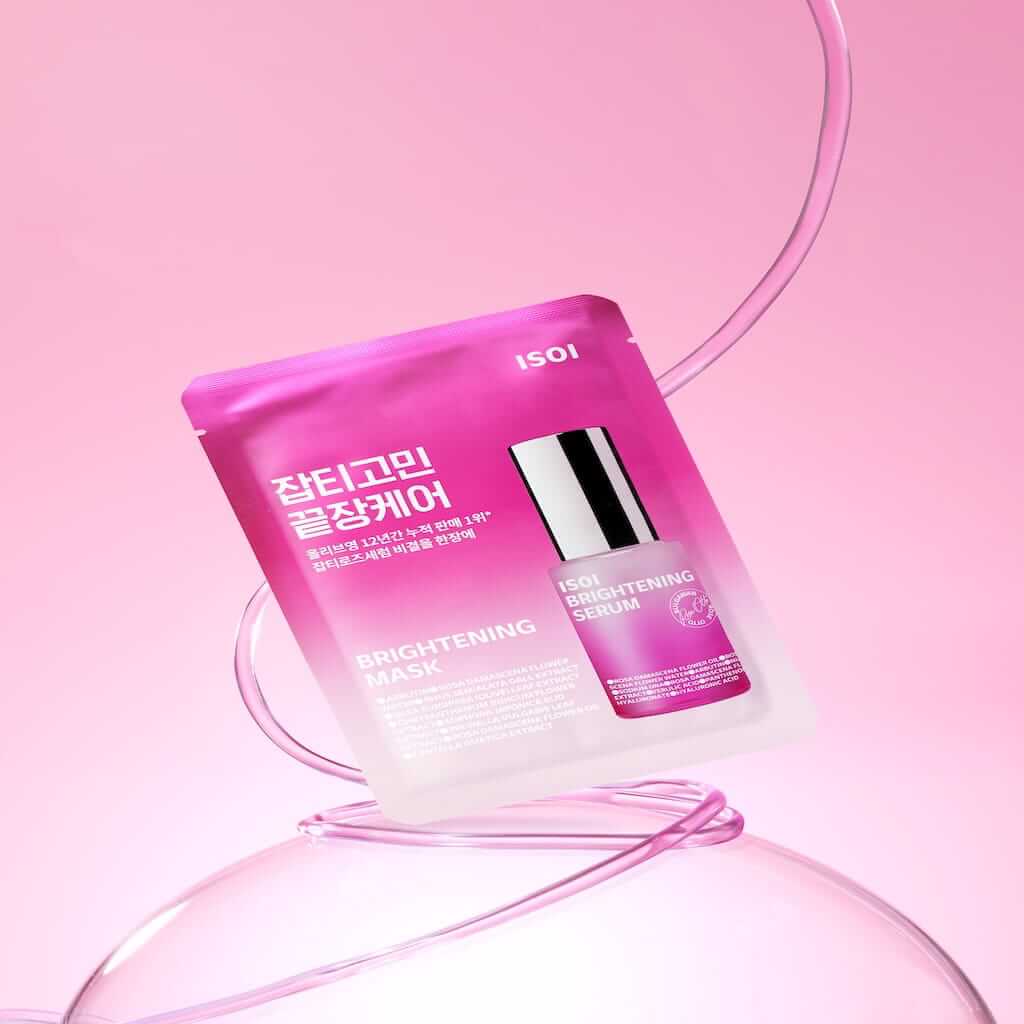 ISOI Brightening Mask - 1Sheet imprégné de sérum à la Rose de Bulgarie pour un teint lumineux et uniforme.
