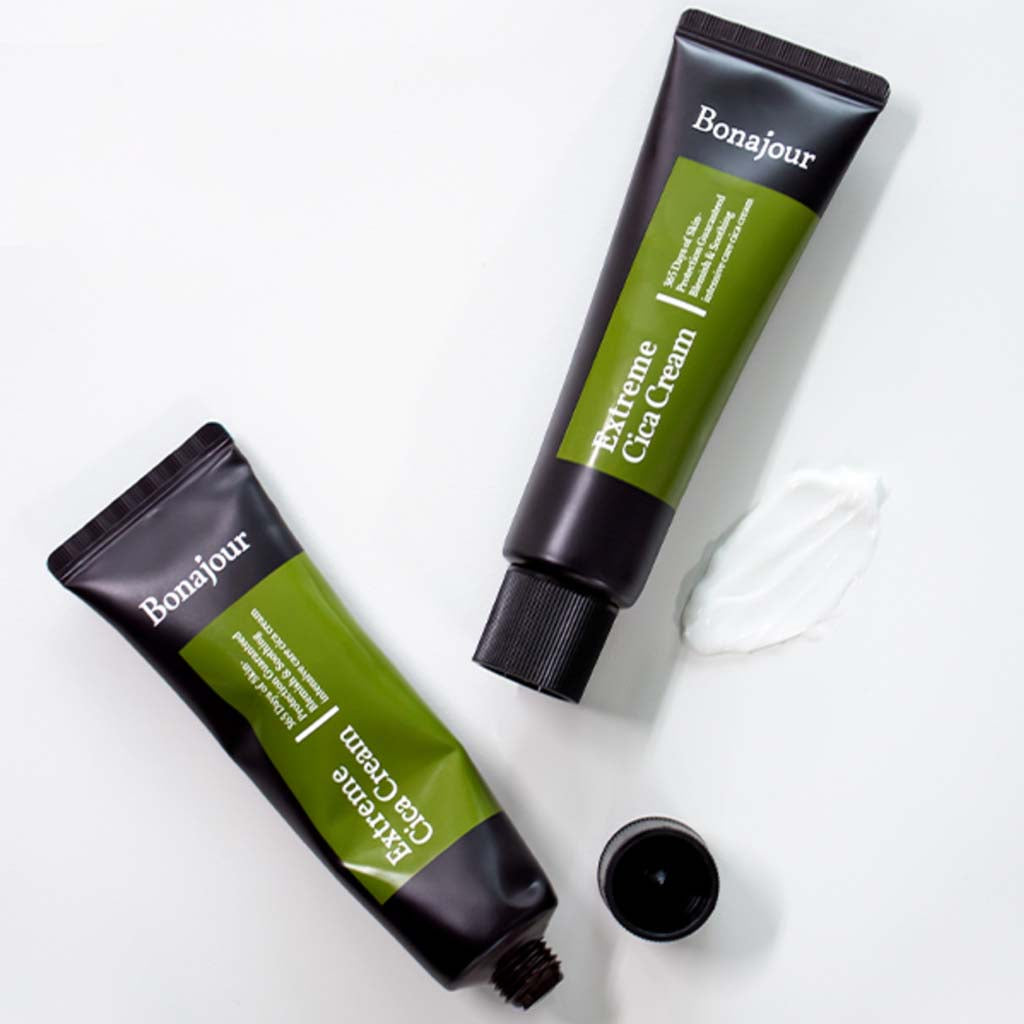 Bonajour Extreme CICA Cream, Crème réparatrice à la centella asiatica, chlorelle, panthénol et peptides, pour peaux irritées, abimées, matures et au teint terne ou irrégulier, tâches d'acné