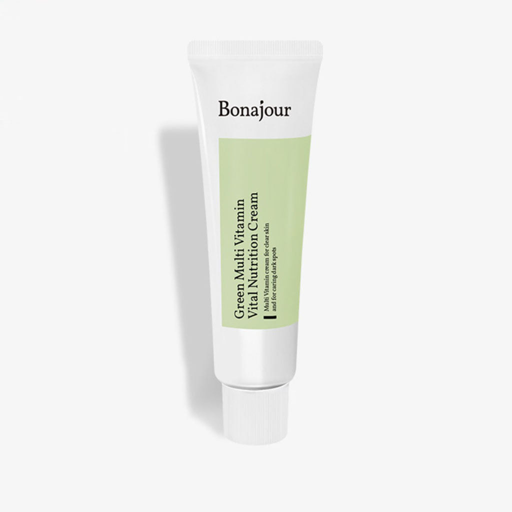 Bonajour Green Multi-Vitamin Vital Nutrition Cream, crème hydratante multi-vitamine aux extraits de baie d'argousier enrichie en vitamine C, pour un teint de peau éclatant luttant contre les tâches pigmentées brunes 