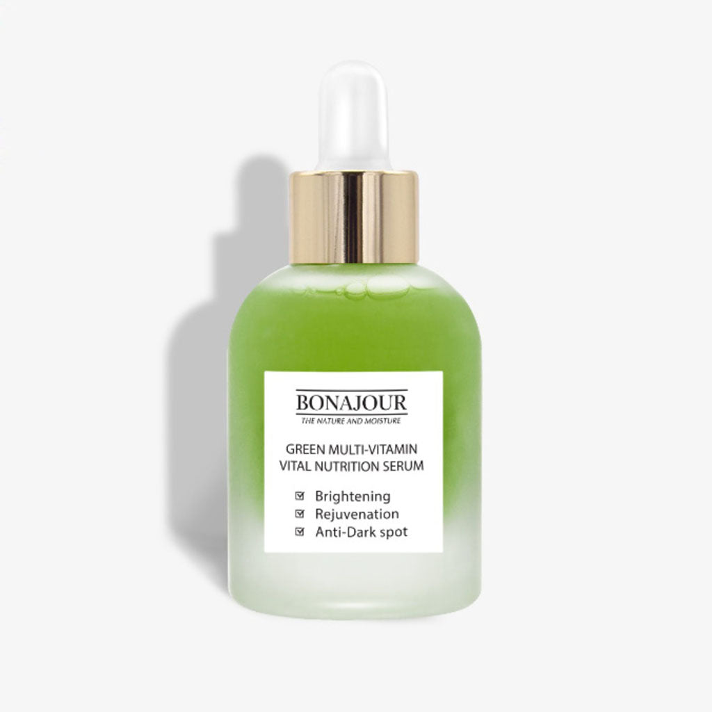 BONAJOUR - Green Multi-Vitamin Vital Nutrition serum, aux extraits naturels de baie d’argousier et enrichi en vitamine C, niacinamide, pour un coup d'éclat au teint et des ridules et tâches brunes atténuées