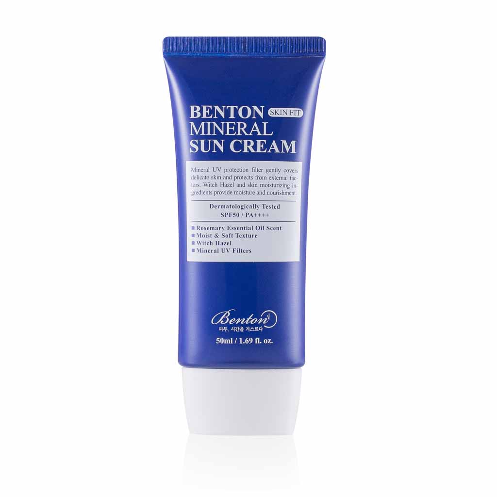 BENTON Mineral Sun Cream, Une protection maximale SPF50+/ PA++++, Une texture fine sans fini gras, ni collant, ni blanc; véritable soin apaisant à la formule non-comédogène aux actifs apaisants et protecteurs de la Centella Asiatica et niacinamide