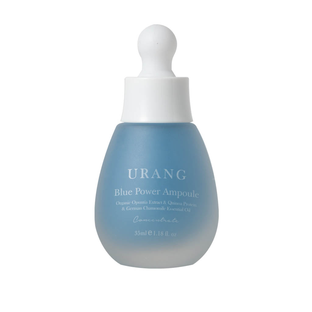 URANG - Blue Power Ampoule, aux extraits Bio du cactus Opuntia, idéale pour hydrater et renforcer la barrière hydrolipidique des peaux abîmées et en illuminer le teint.