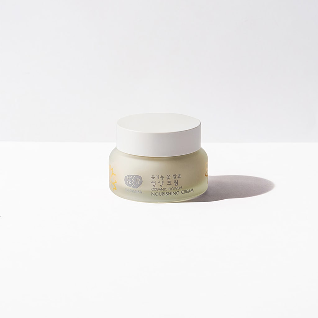 WHAMISA Organic Flowers Nourishing Cream, crème nourrissante et intensément hydratante certifiée BIO (label BDIH), Vegan, EWG. Cosmétique K-beauty pour votre routine visage ou rituel layering coréen