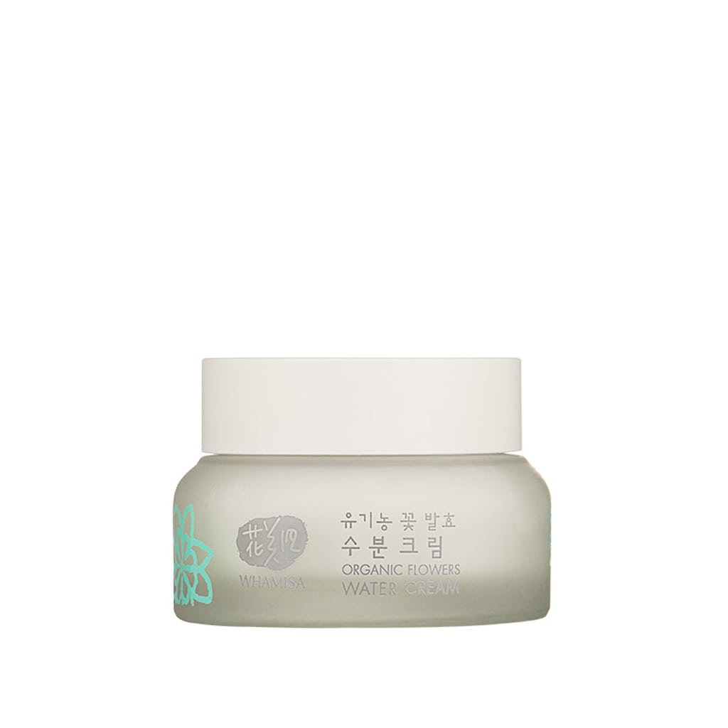 WHAMISA Organic Flowers Water Cream, crème visage de jour apaisante et intensément hydratante certifiée BIO (label BDIH), Vegan, EWG. Cosmétique K-beauty pour votre routine visage ou rituel layering coréen