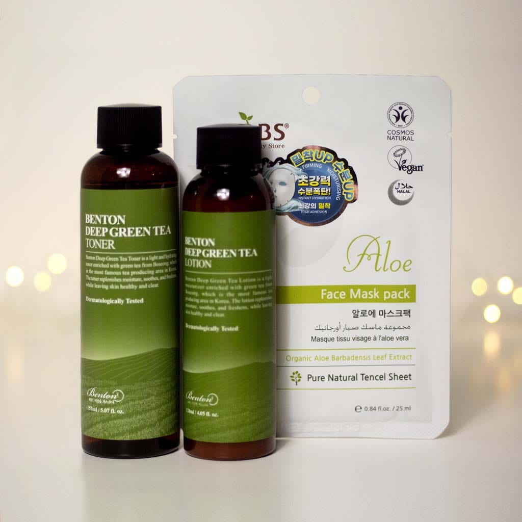 Coffret 3 soins skincare coréen pour peau mixte & sensible, Benton et Chobs